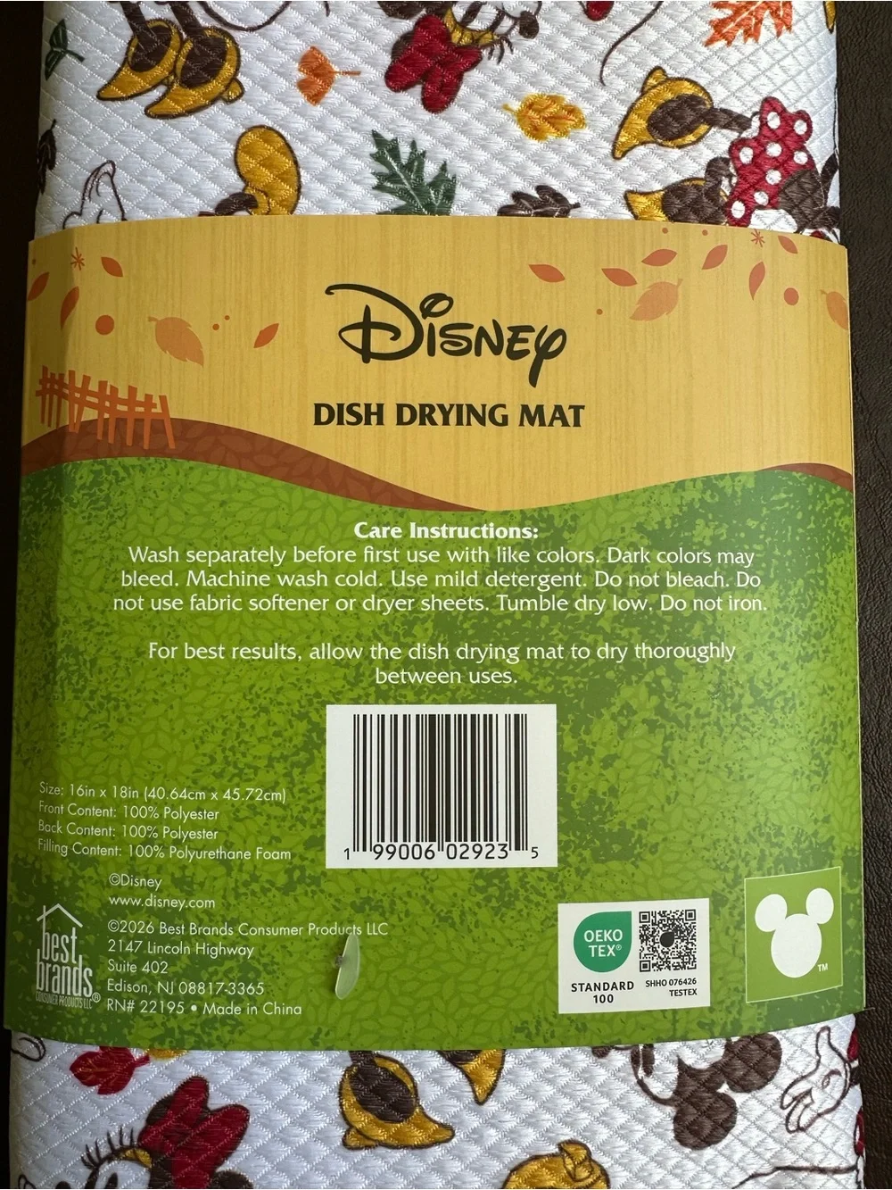 Disney Dish Drying Mat Mickey Mouse And Friends Fall Autumn Leaves